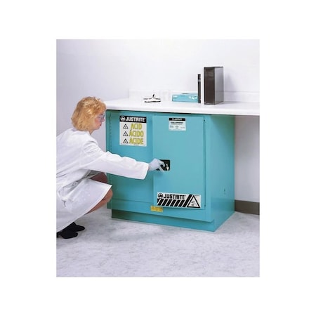 Justrite 22 gal, 1 Shelves, 18-Gauge Steel, 35 in W x 35 in H x 22 in D, Blue 8923222